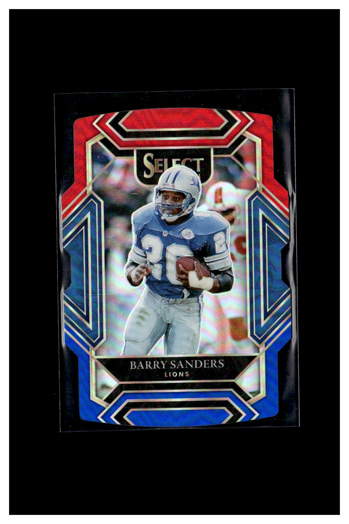 2021 Panini Select #236 Barry Sanders Red and Blue Prizm Die Cut