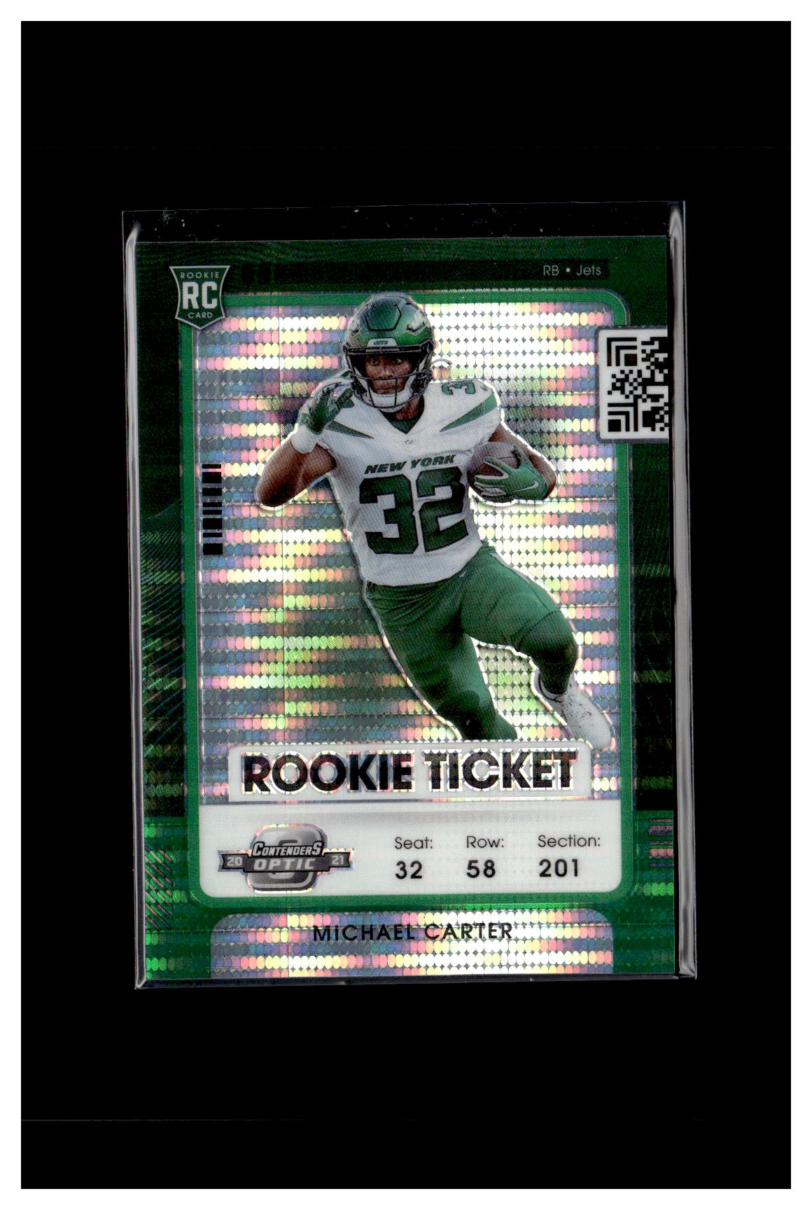 2021 Panini Contenders Optic #83 Michael Carter Green Pulsar #/30