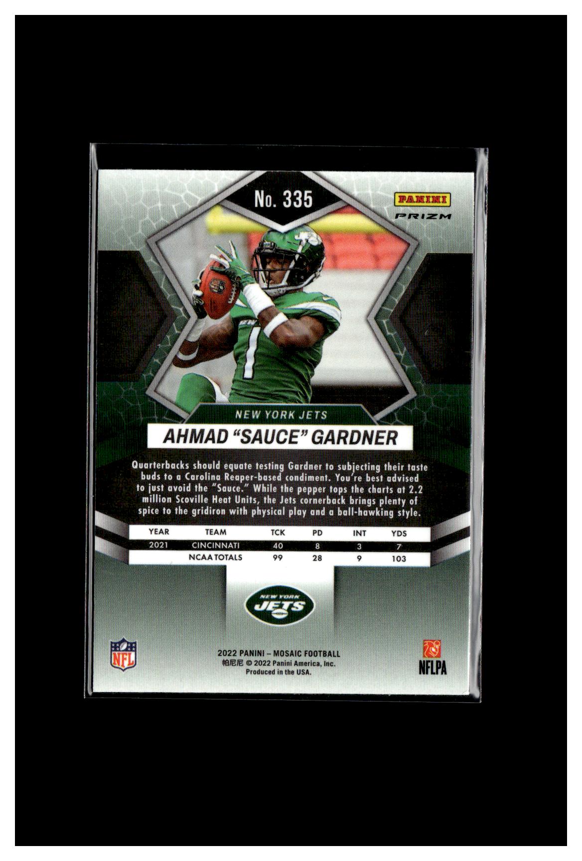 2022 Panini Mosaic #335 Ahmad "Sauce" Gardner Mosaic Reactive Orange