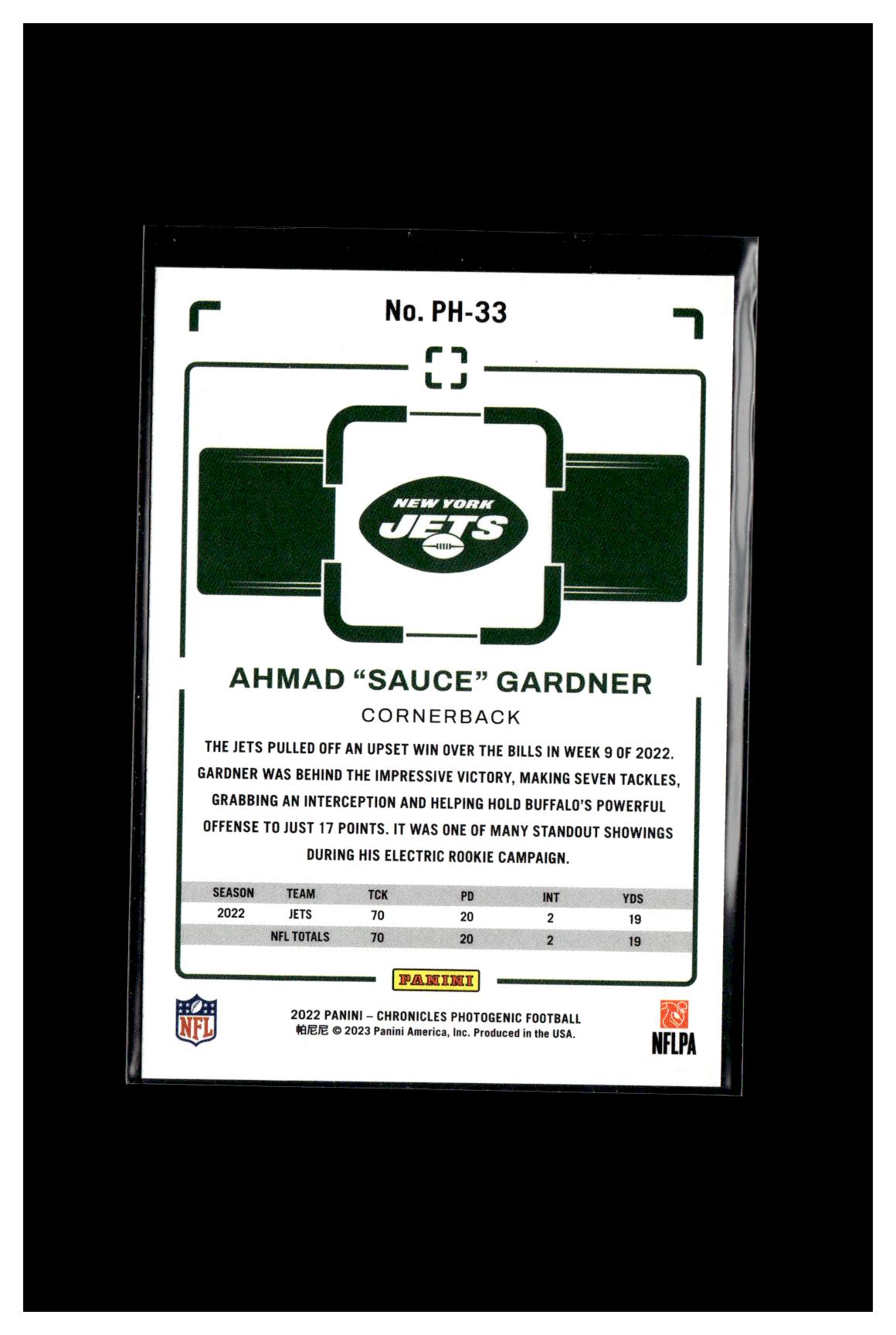 2022 Panini Chronicles #PH-33 Ahmad "Sauce" Gardner Photogenic Pink