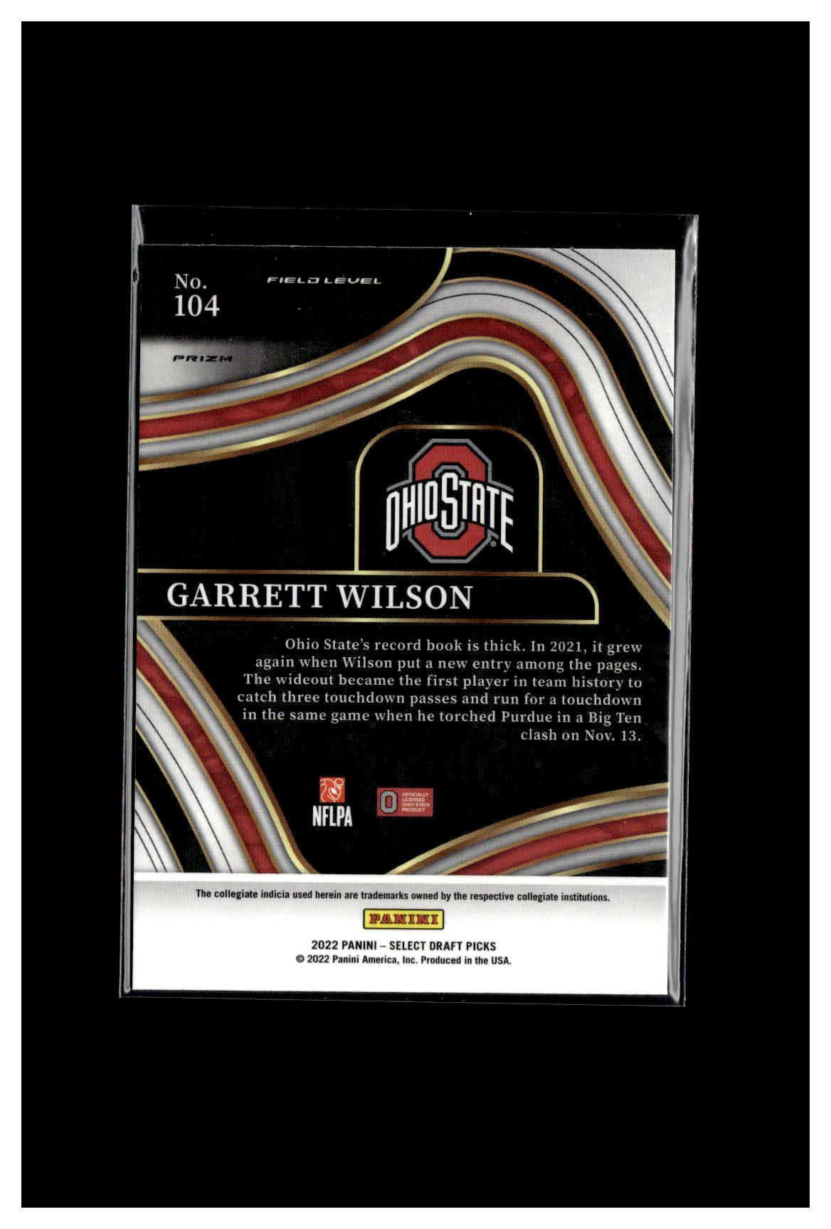 2022 Panini Select Draft Picks #104 Garrett Wilson Silver Prizm