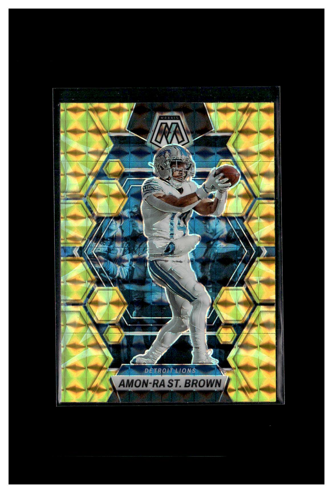 2023 Panini Mosaic #186 Amon-Ra St. Brown Reactive Yellow Mosaic