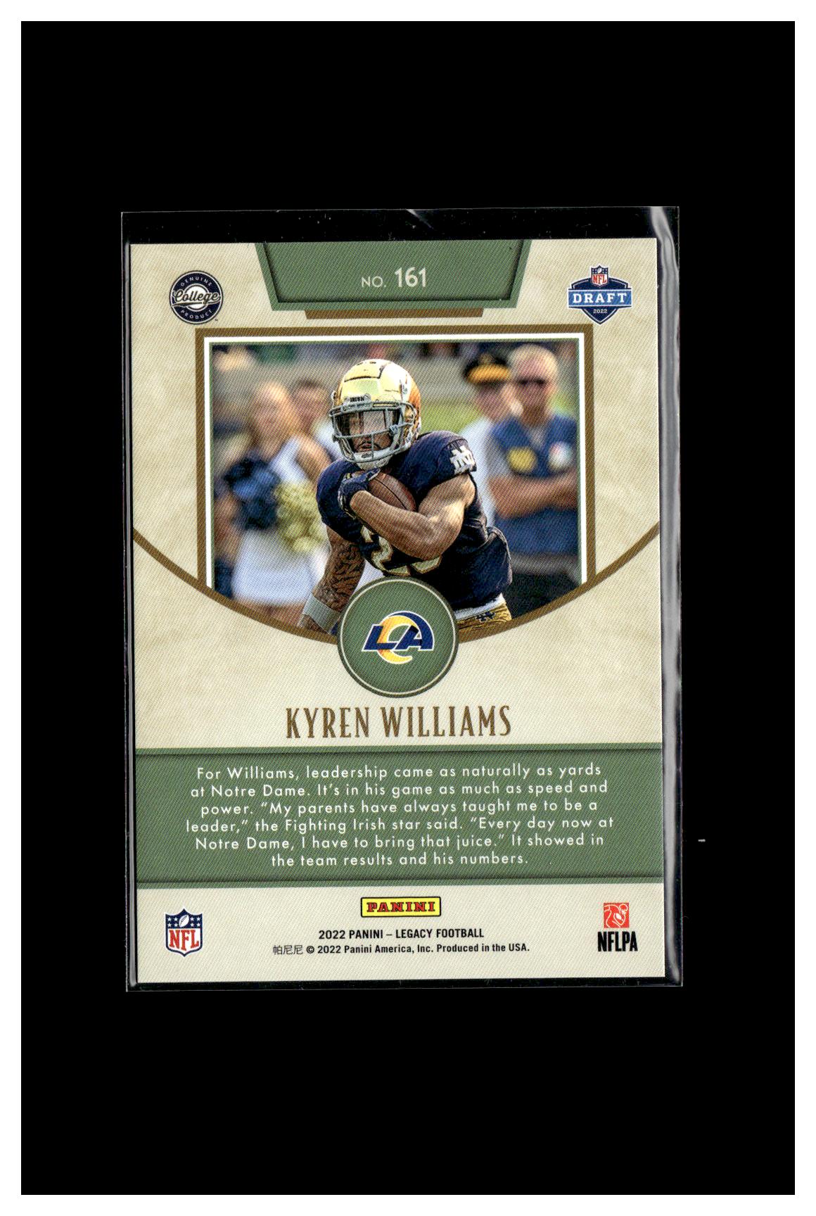 2022 Panini Legacy #161 Kyren Williams Blue #/50