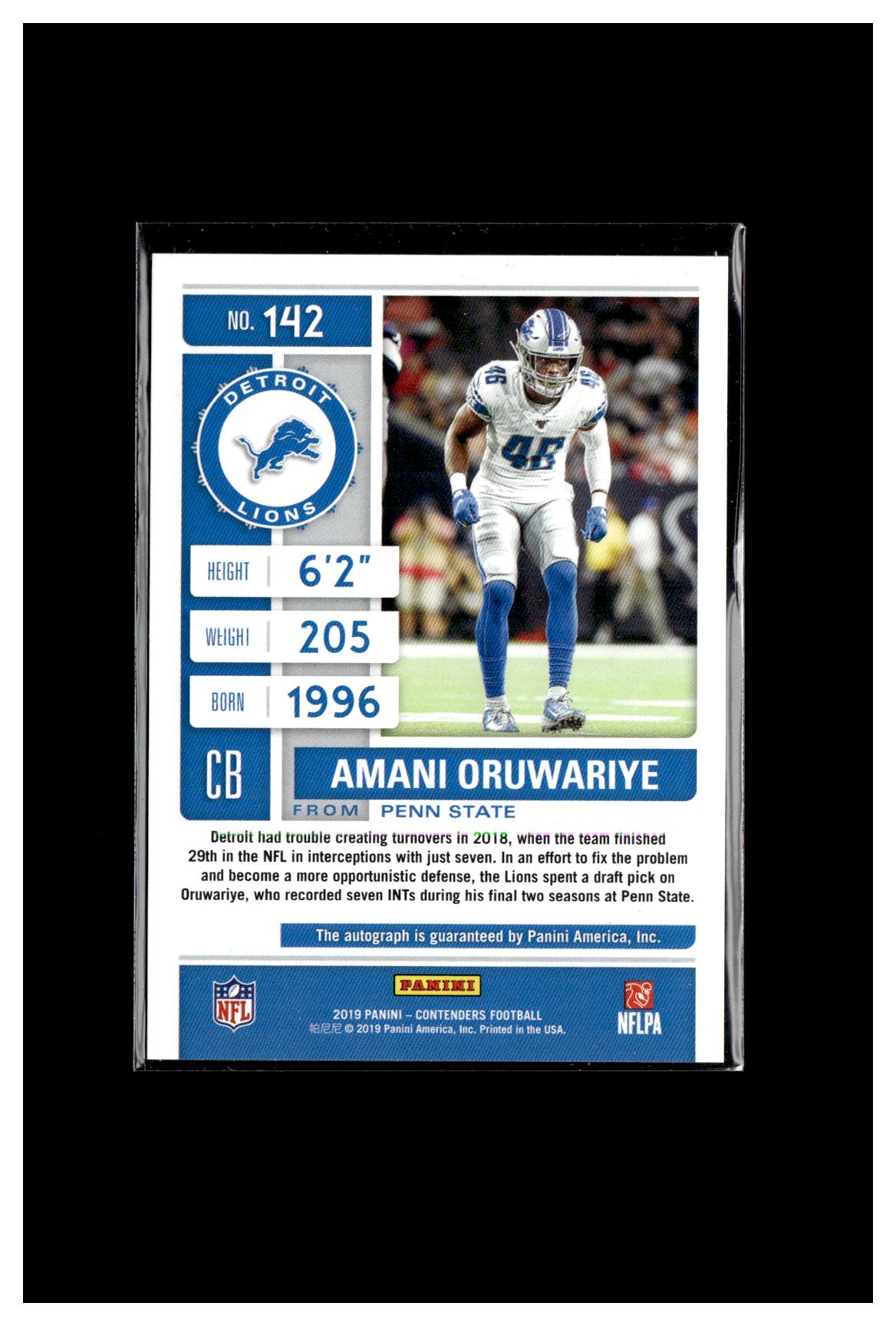 2019 Panini Contenders #142 Amani Oruwariye