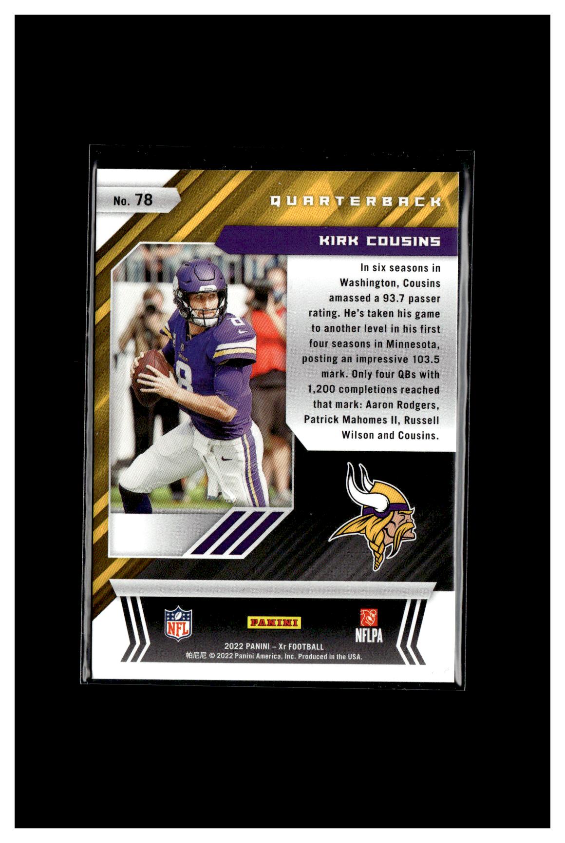 2022 Panini XR #78 Kirk Cousins