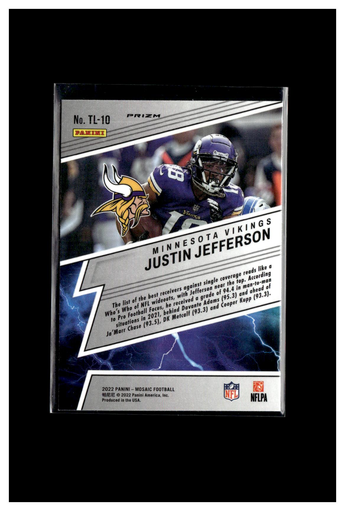 2022 Panini Mosaic #TL-10 Justin Jefferson Thunder Lane Mosaic Green