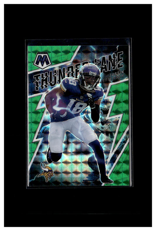 2022 Panini Mosaic #TL-10 Justin Jefferson Thunder Lane Mosaic Green