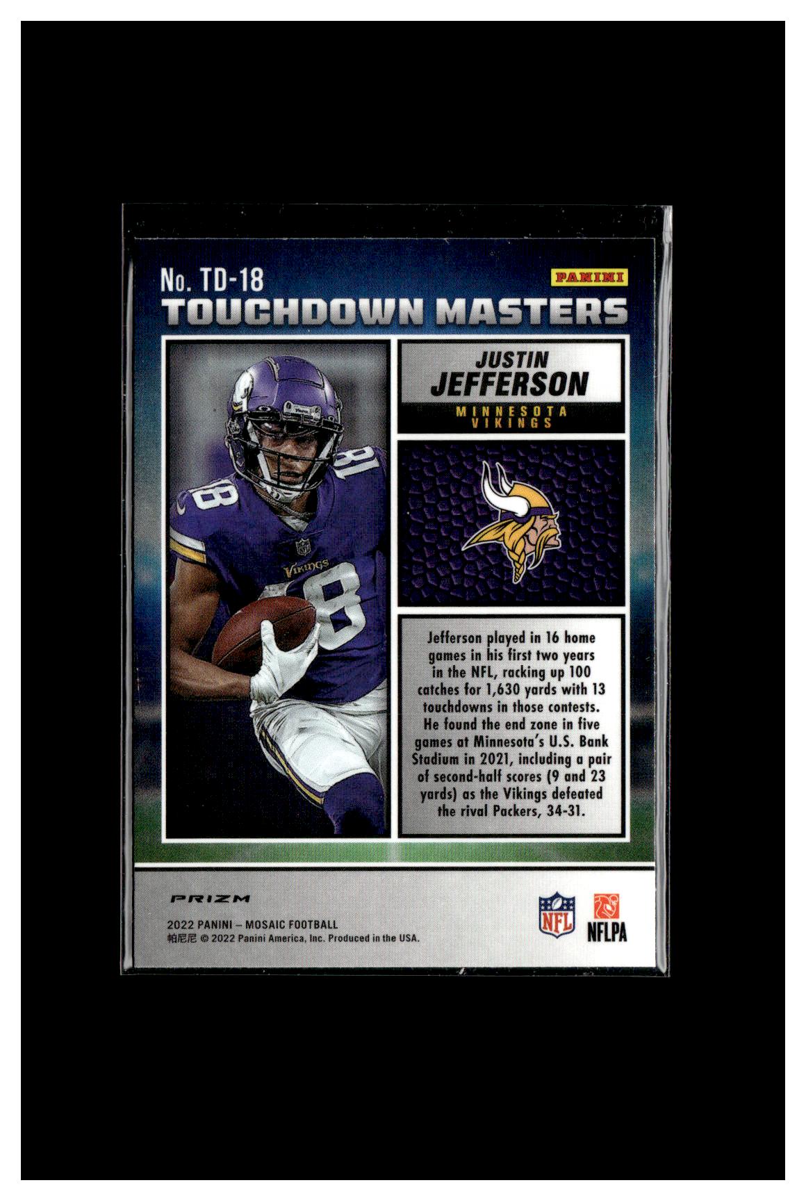 2022 Panini Mosaic #TD-18 Justin Jefferson Touchdown Masters Mosaic Red