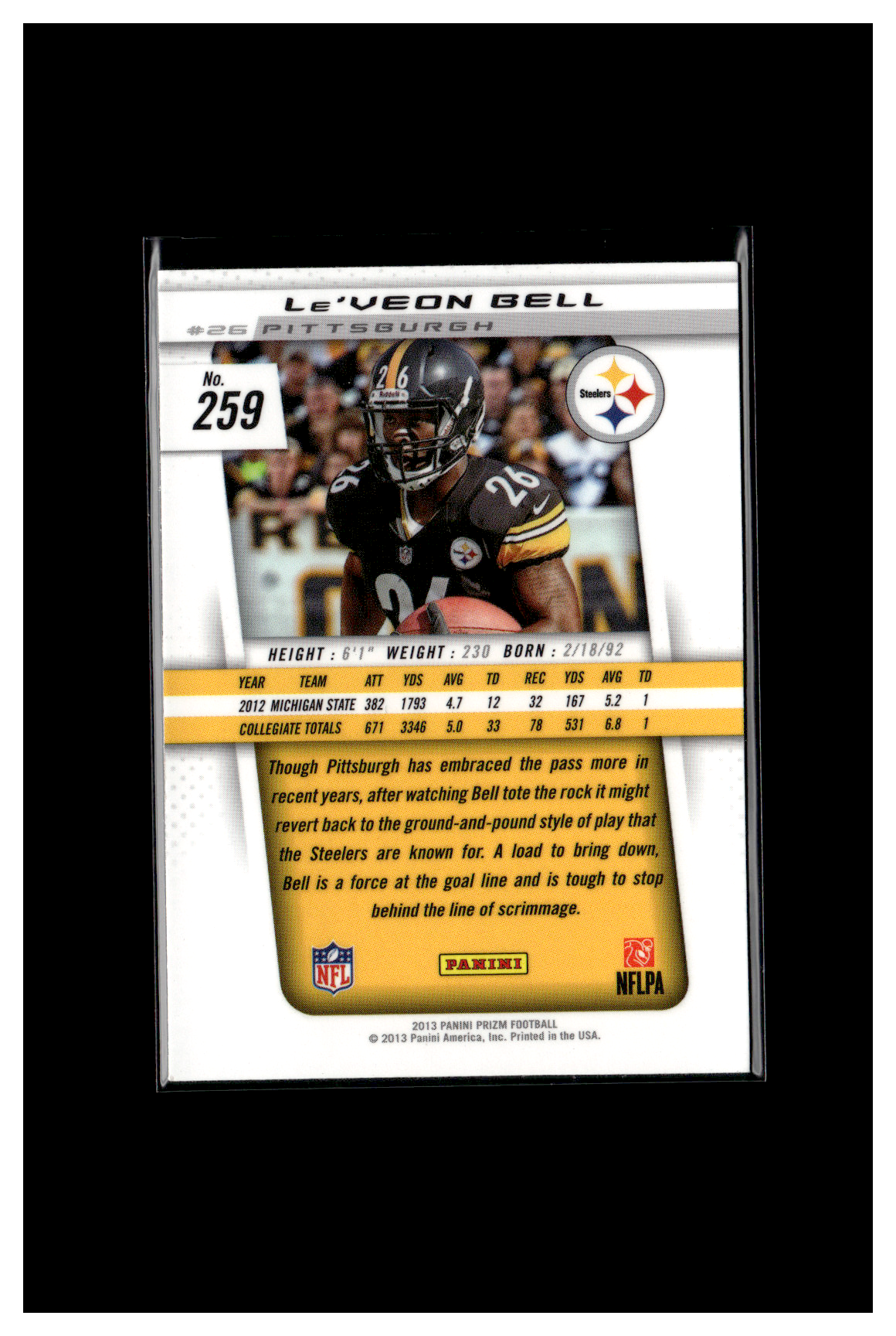 2013 Panini Prizm Leveon Bell Rookie Card #259