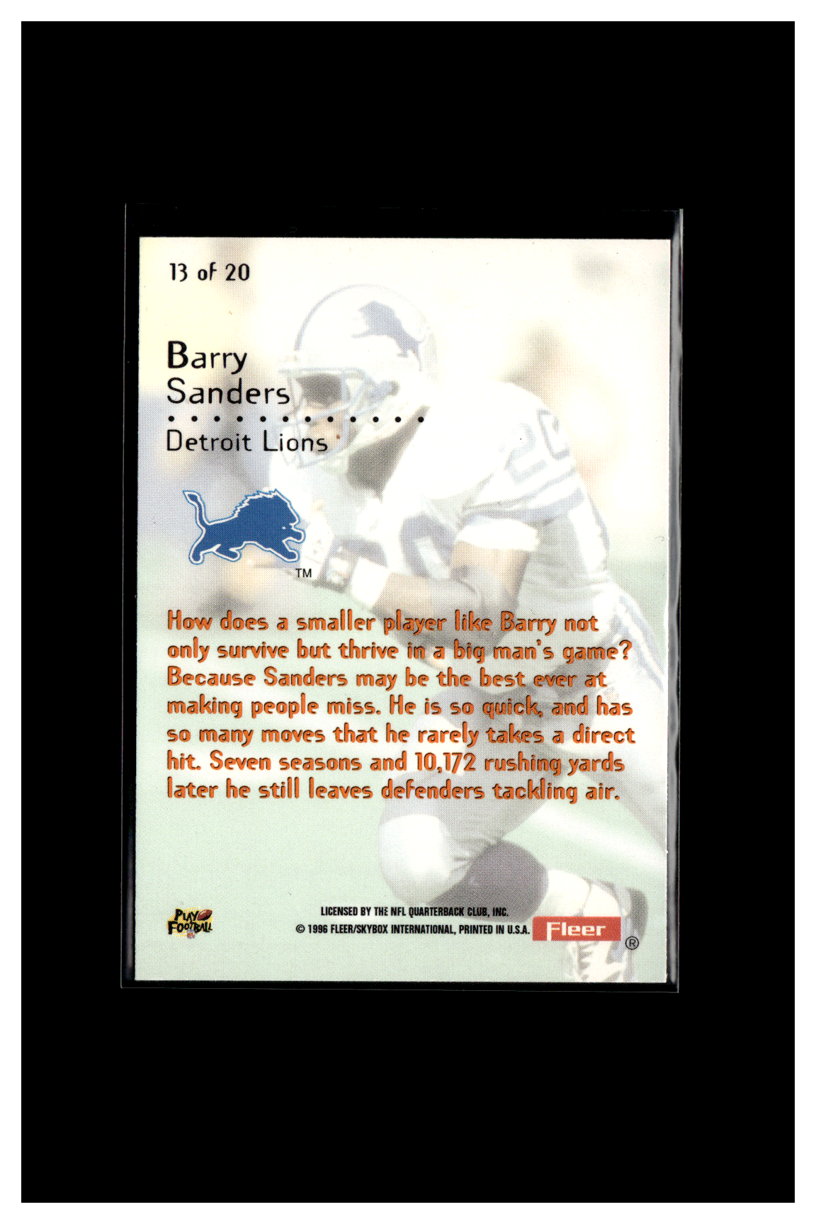 1996 Barry Sanders Mr Momentum Pulsar