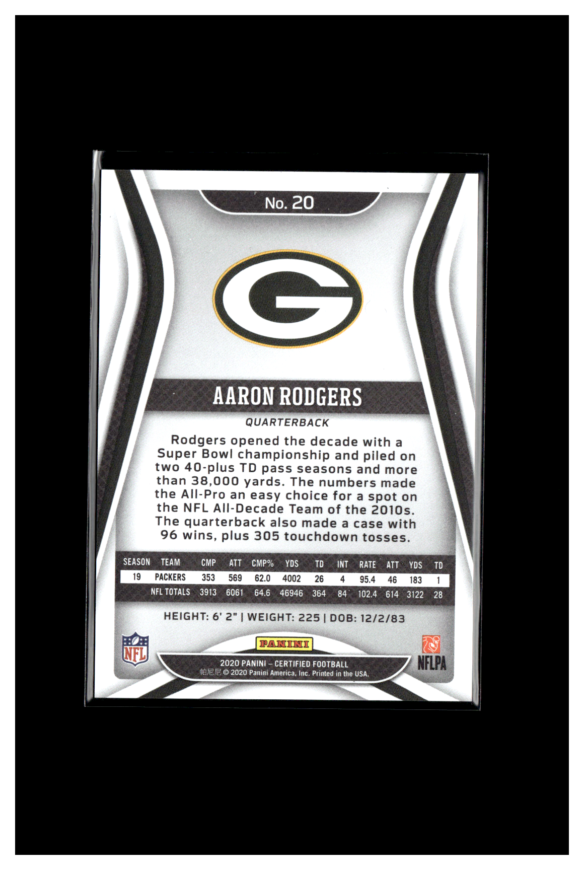 Aaron Rodgers Certified 329/450