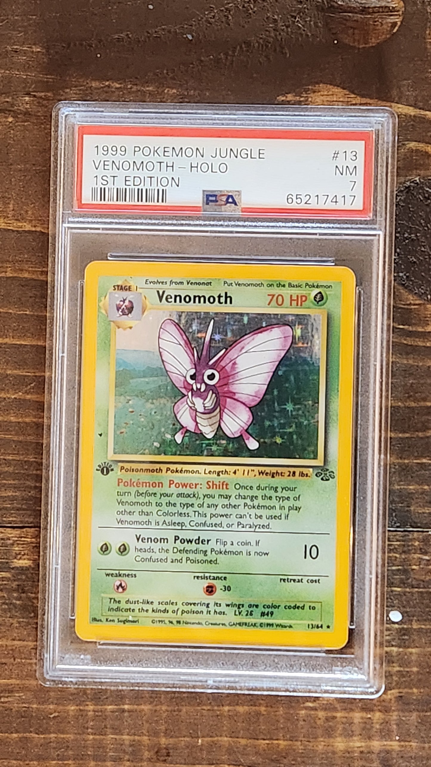 Pokemon Jungle Venomoth Holo 1st Edition 13/64 PSA 7