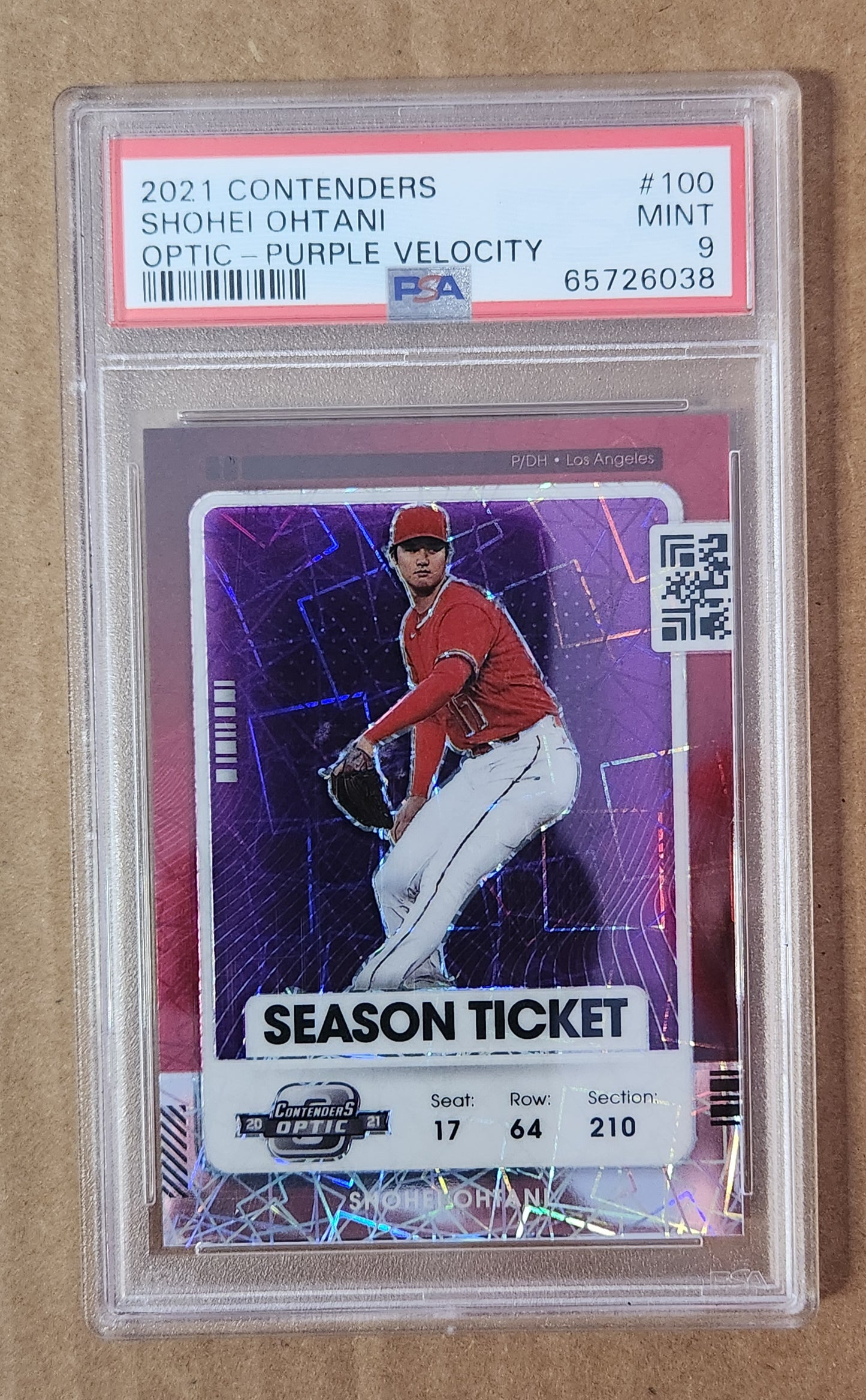 2021 Shohei Ohtani Contenders Optic #100 Purple Velocity 04/16 PSA 9