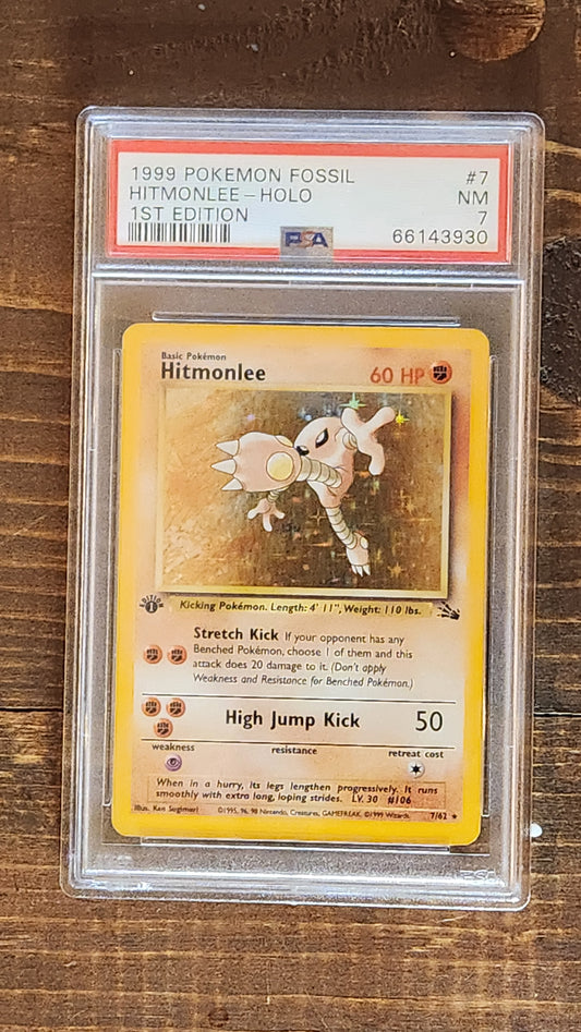 Hitmonlee Fossil 7 Holo 1st Edition Holo Rare PSA 7