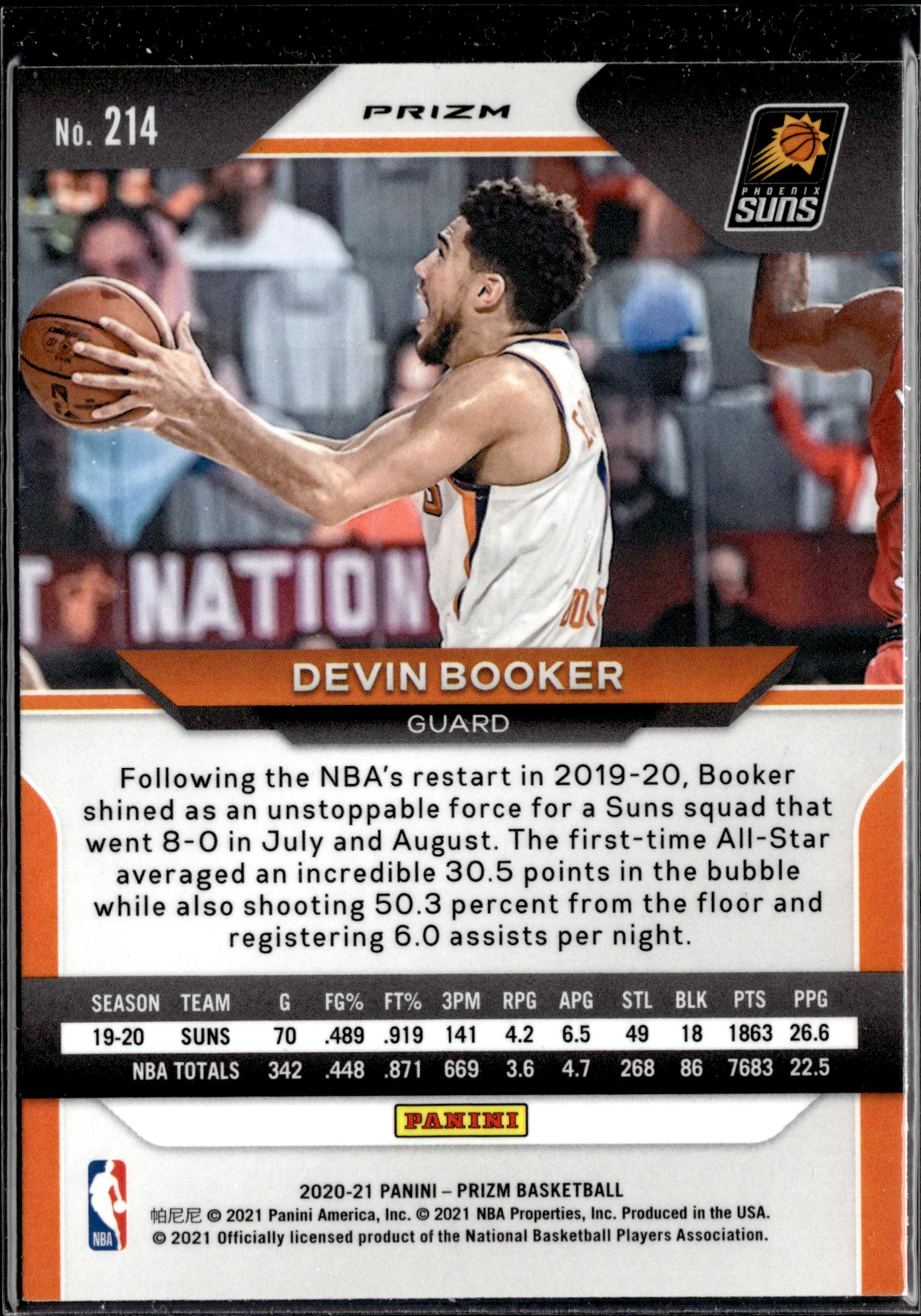 2020-21 Panini Prizm #214 Devin Booker Orange Ice Prizms