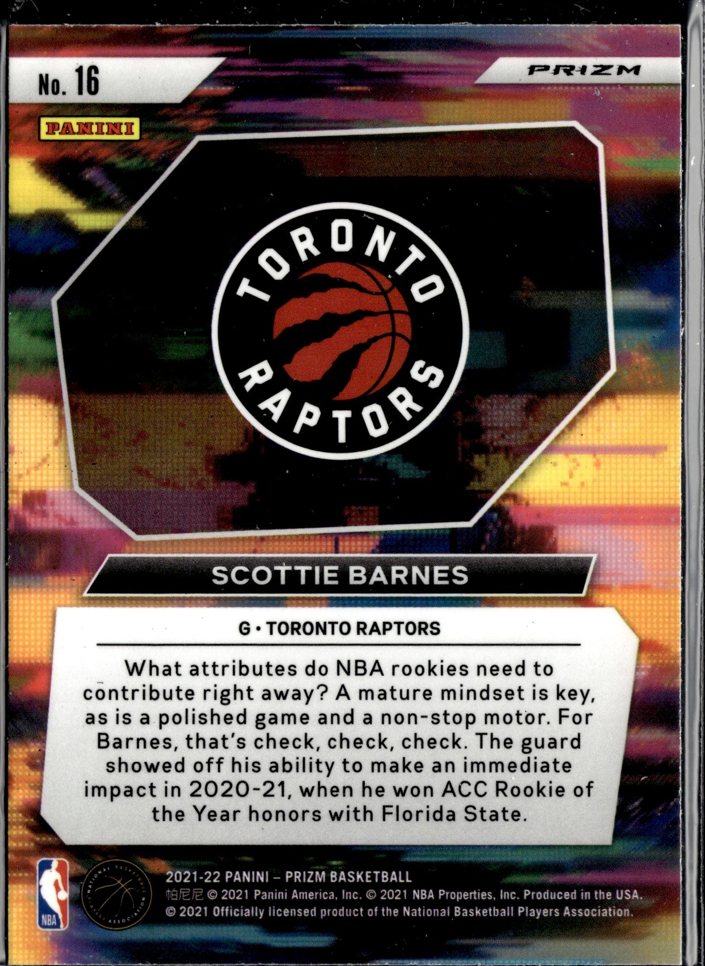 2021-22 Panini Prizm #16 Scottie Barnes Instant Impact Prizms Silver