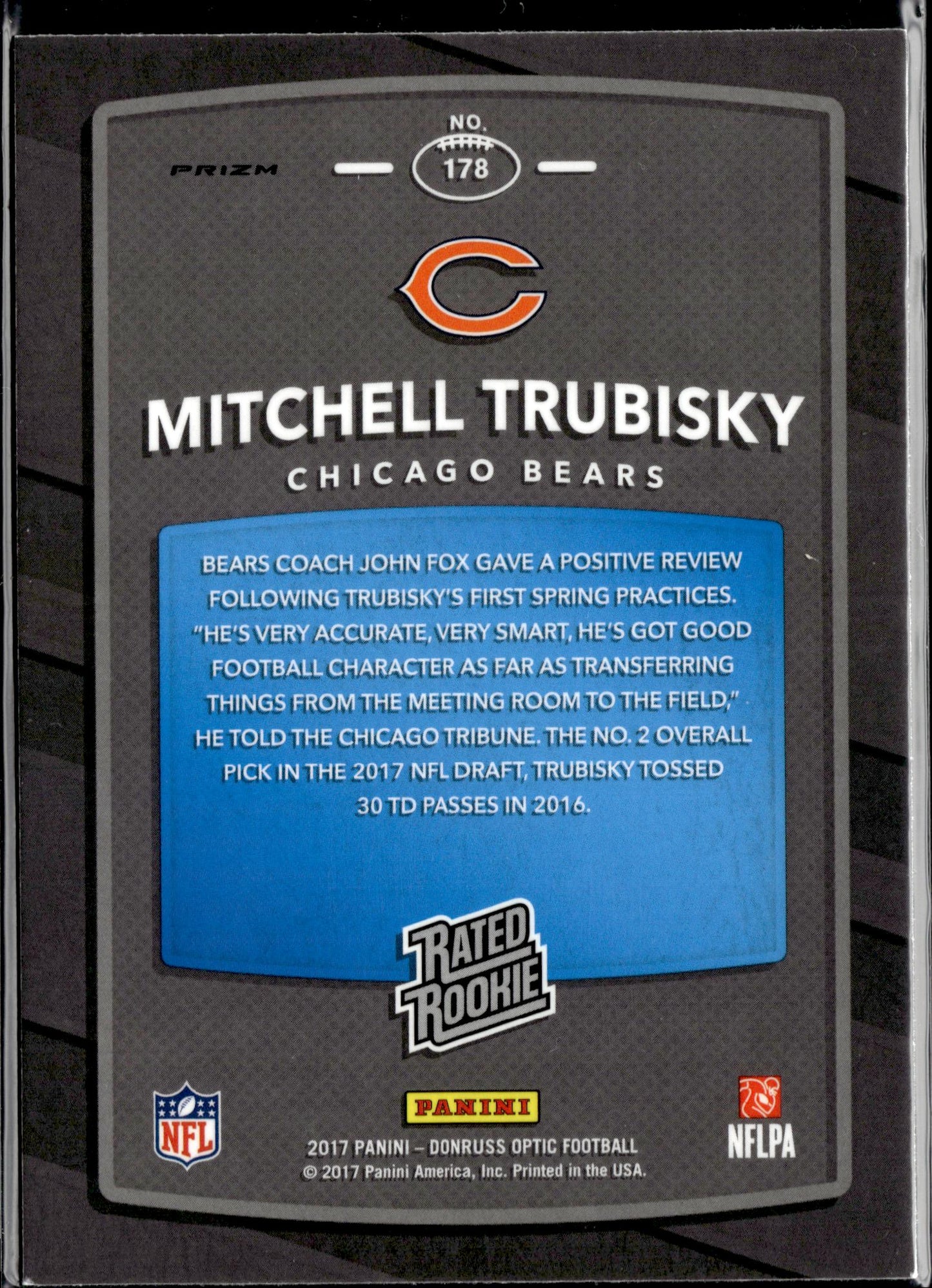 2017 Donruss Optic #178 Mitchell Trubisky Holo