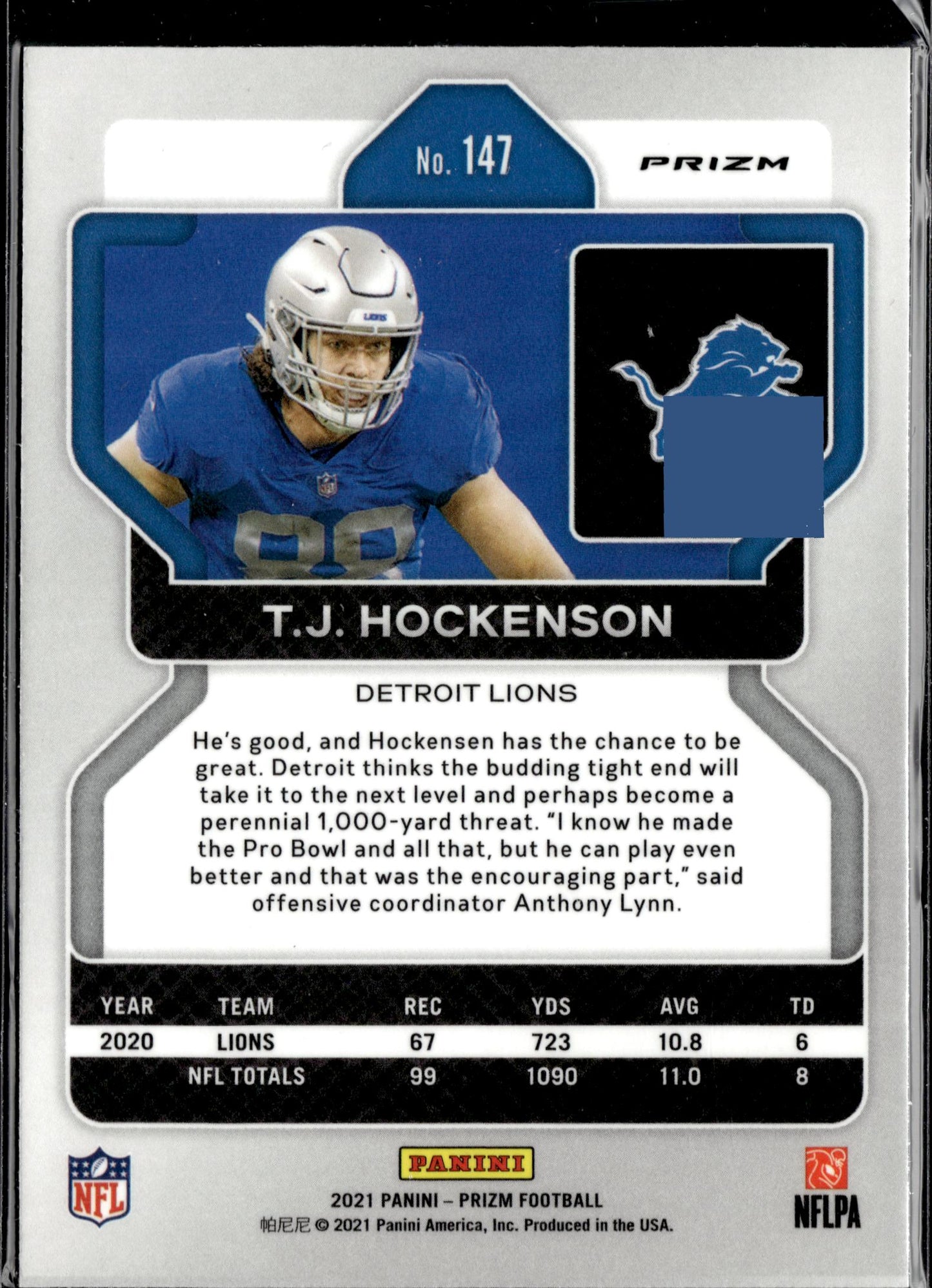 2021 Panini Prizm #147 T.J. Hockenson Silver