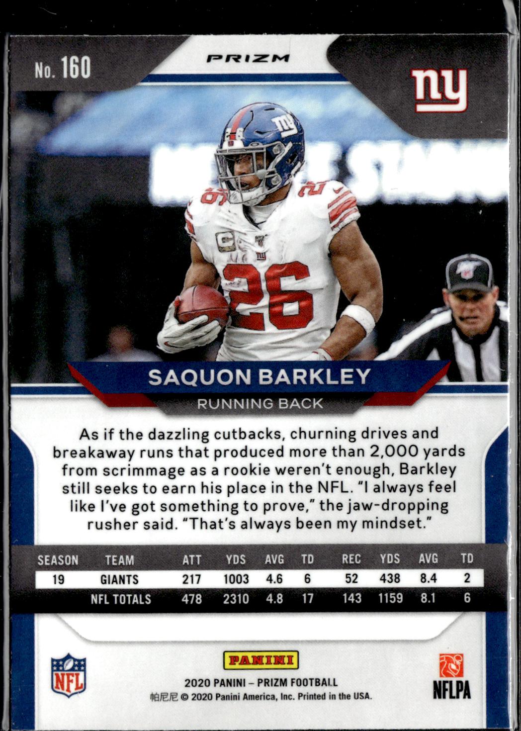 2020 Panini Prizm #160 Saquon Barkley Prizm