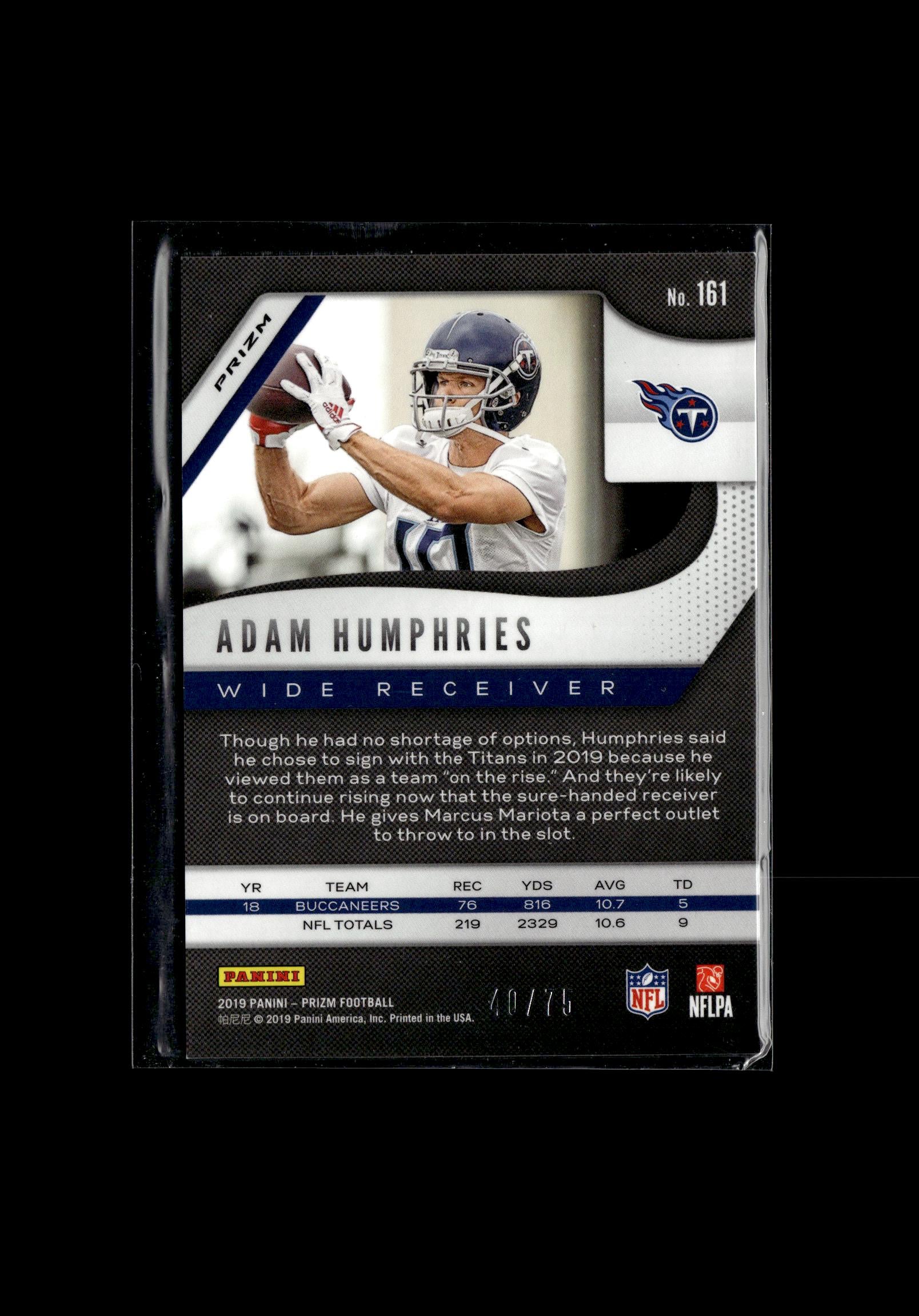 2019 Panini Prizm #161 Adam Humphries Green Scope #/75