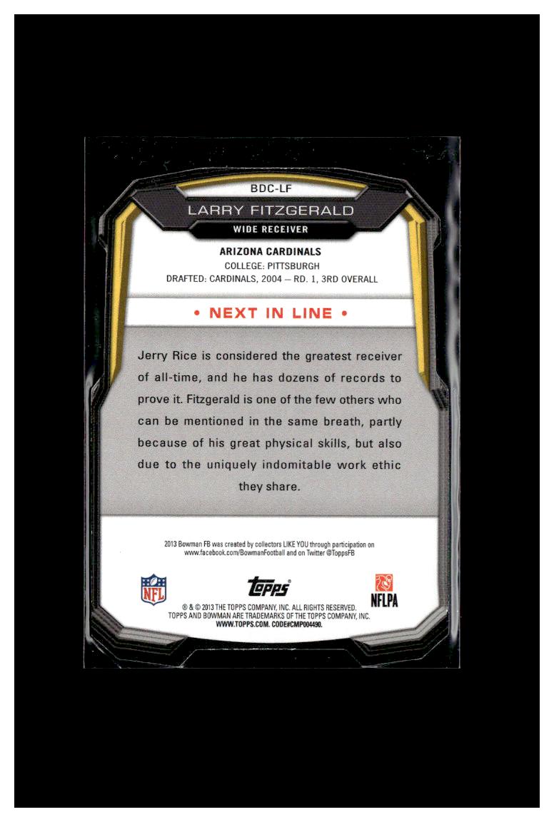 2013 Bowman #BDC-LF Larry Fitzgerald Die Cut Prism #/99