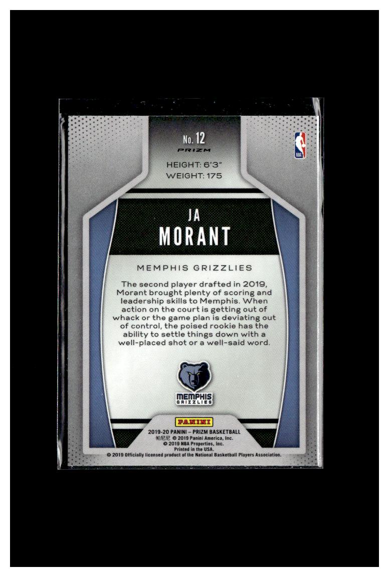 2019-20 Panini Prizm #12 Ja Morant Instant Impact Silver