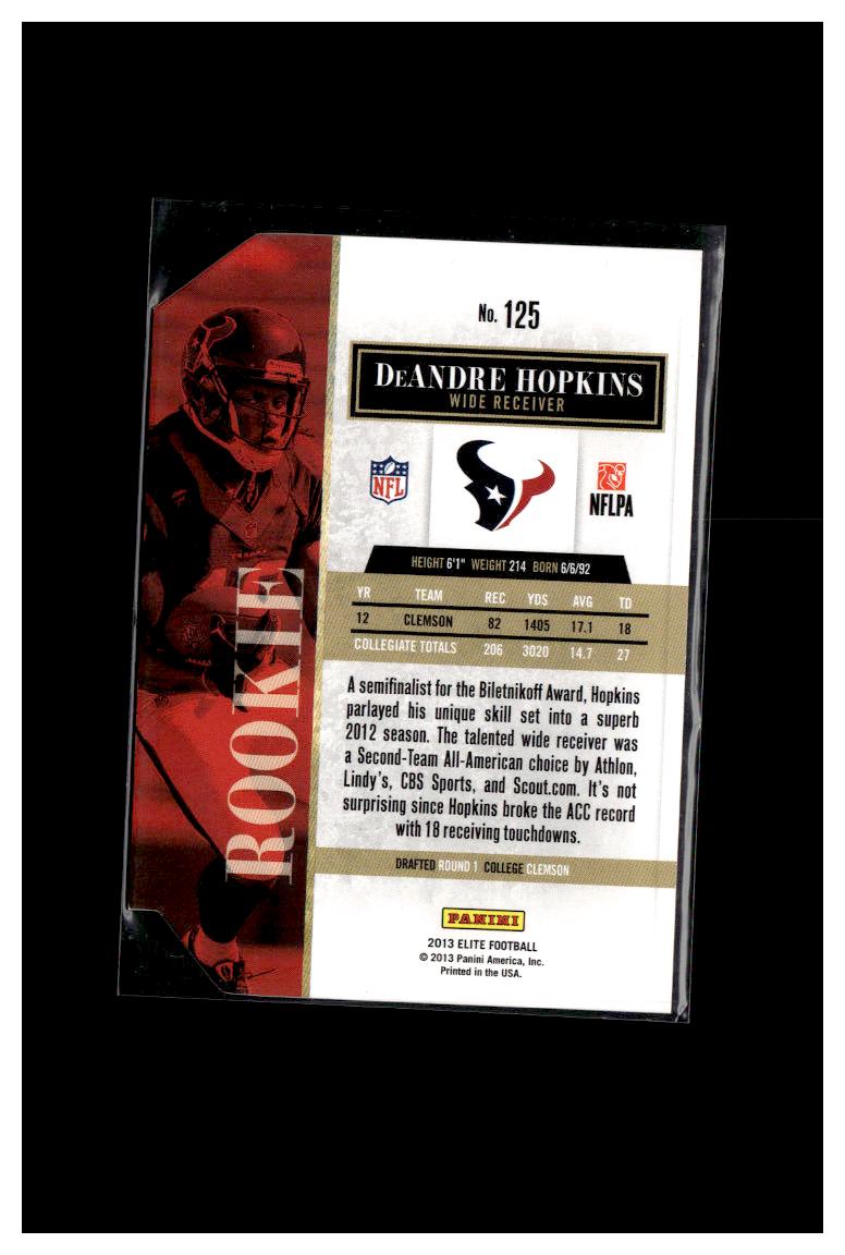 2013 Panini Elite #125 DeAndre Hopkins Aspirations Die Cut #/90