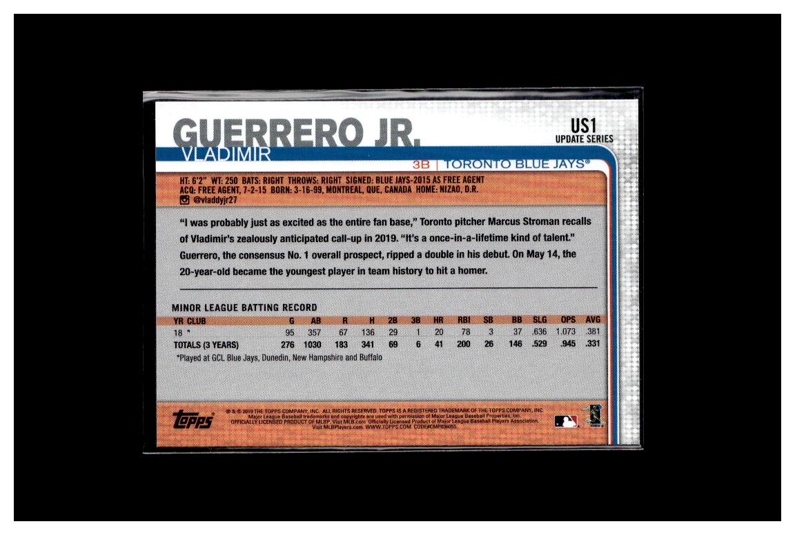 2019 Topps Update #US1 Vladimir Guerrero Jr. Short Print 6