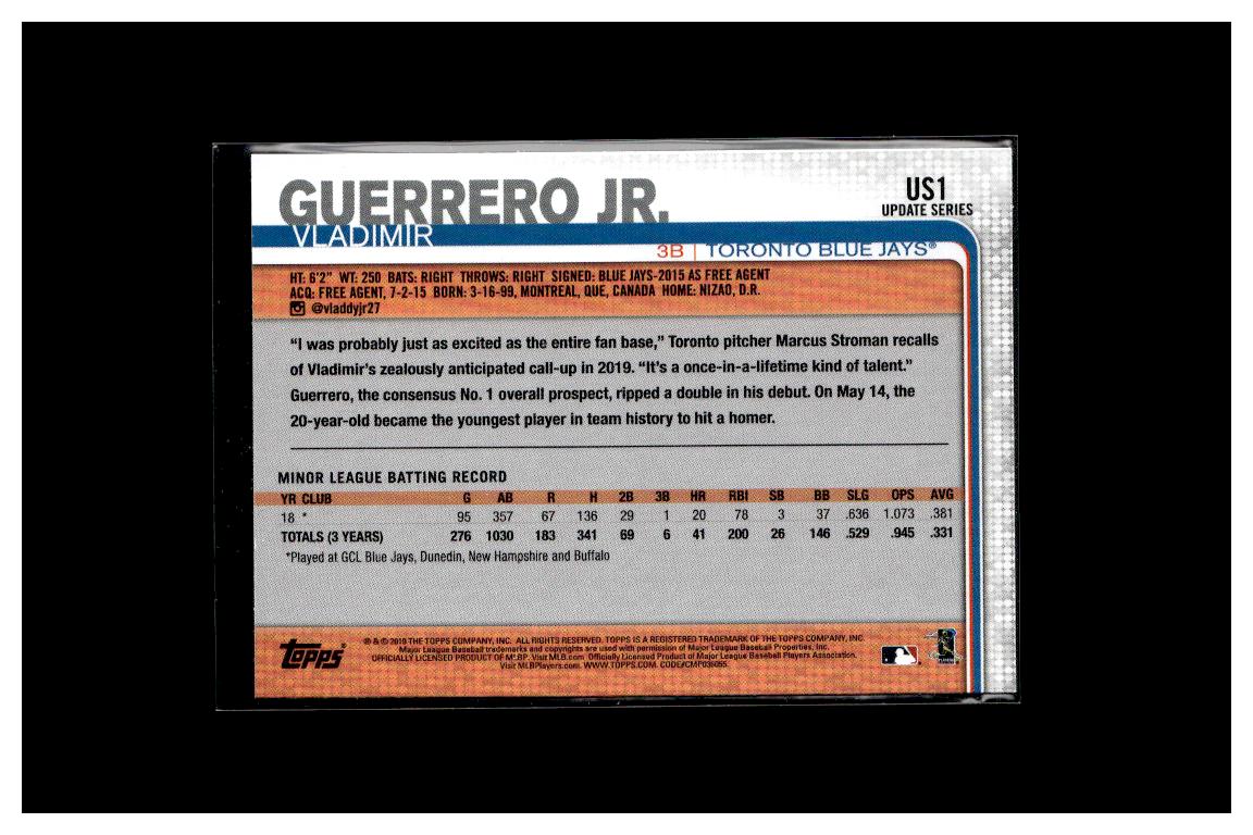 2019 Topps Update #US1 Vladimir Guerrero Jr. Short Print E