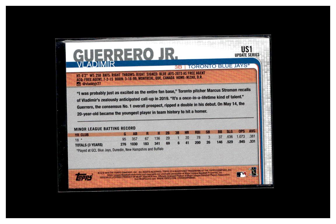 2019 Topps Update #US1b Vladimir Guerrero Jr. Pointing, no hat 7