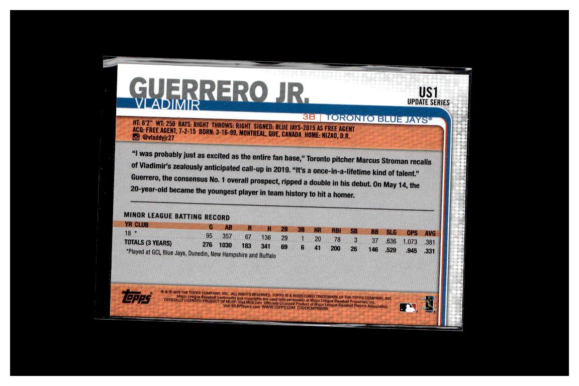 2019 Topps Update #US1 Vladimir Guerrero Jr. Short Print V