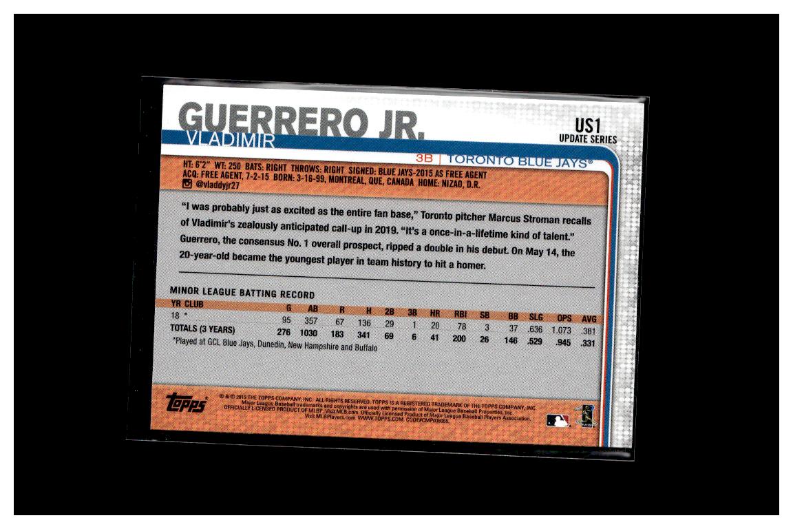 2019 Topps Update #US1 Vladimir Guerrero Jr. Short Print A