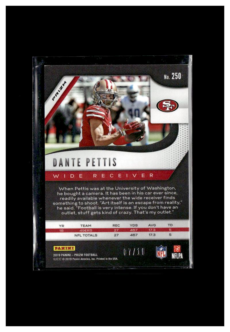 2019 Panini Prizm #250 Dante Pettis Gold #/10