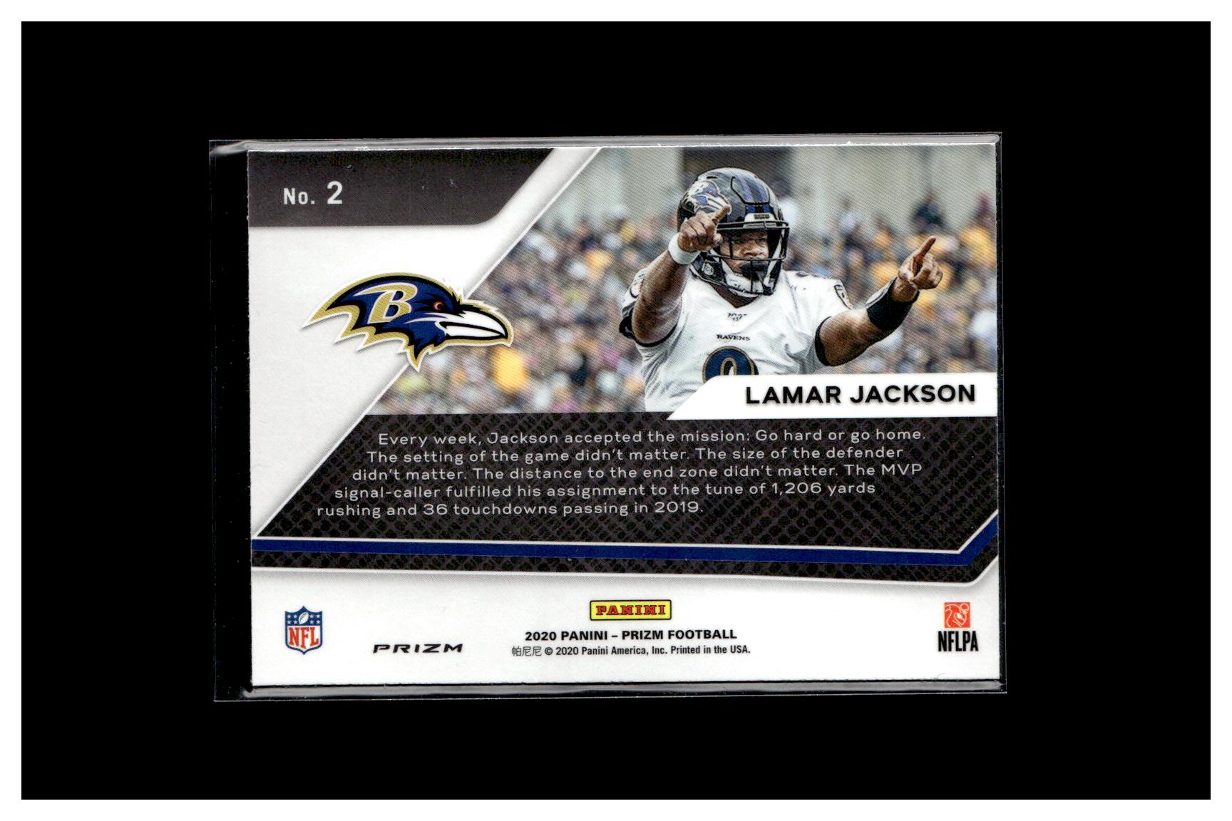 2020 Panini Prizm #2 Lamar Jackson Go Hard or Go Home Prizms Green