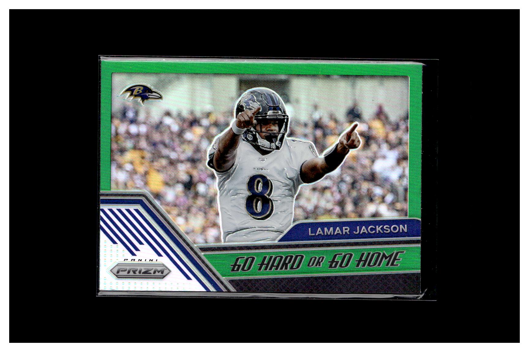 2020 Panini Prizm #2 Lamar Jackson Go Hard or Go Home Prizms Green