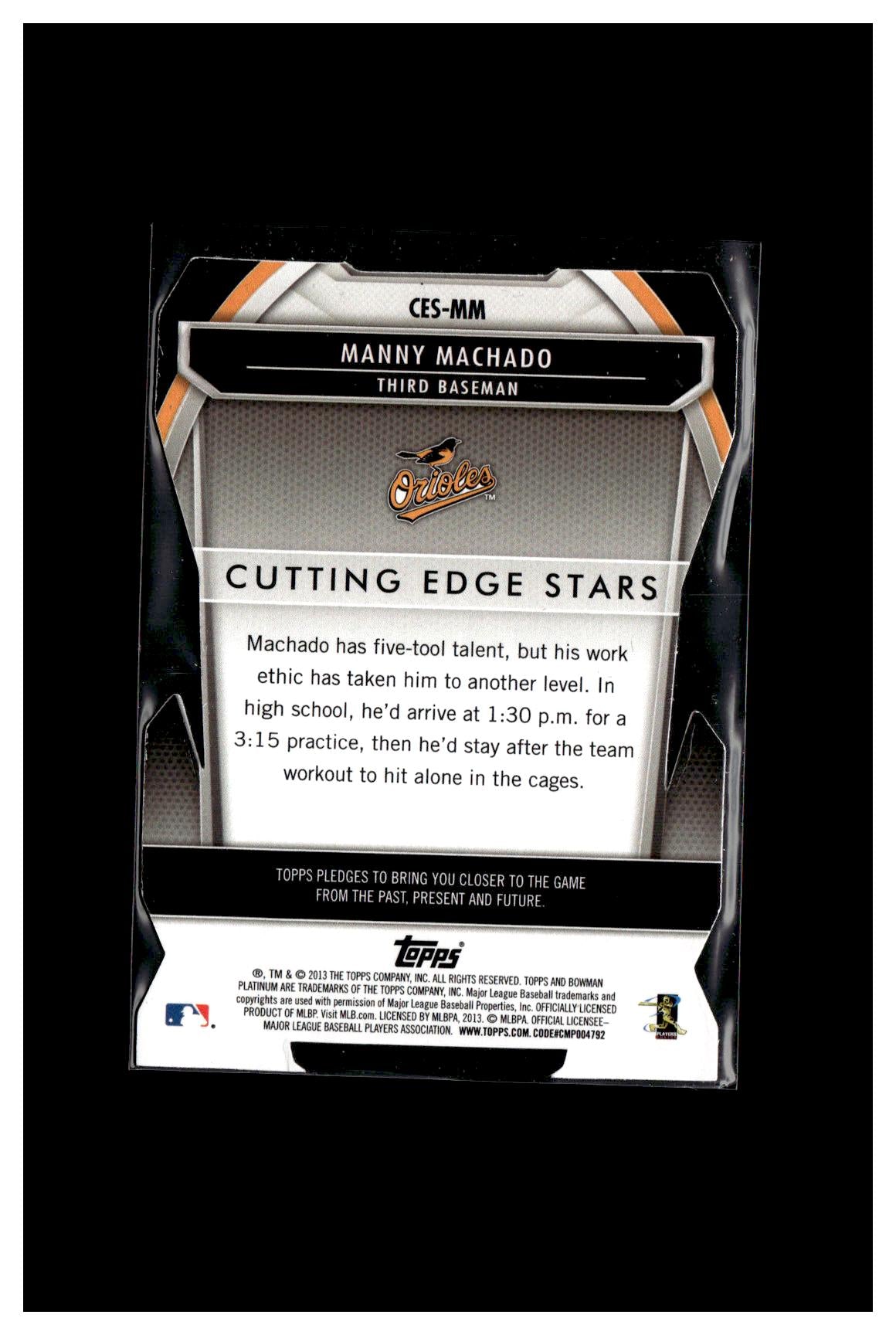 2013 Bowman Platinum #CES-MM Manny Machado Cutting Edge Stars