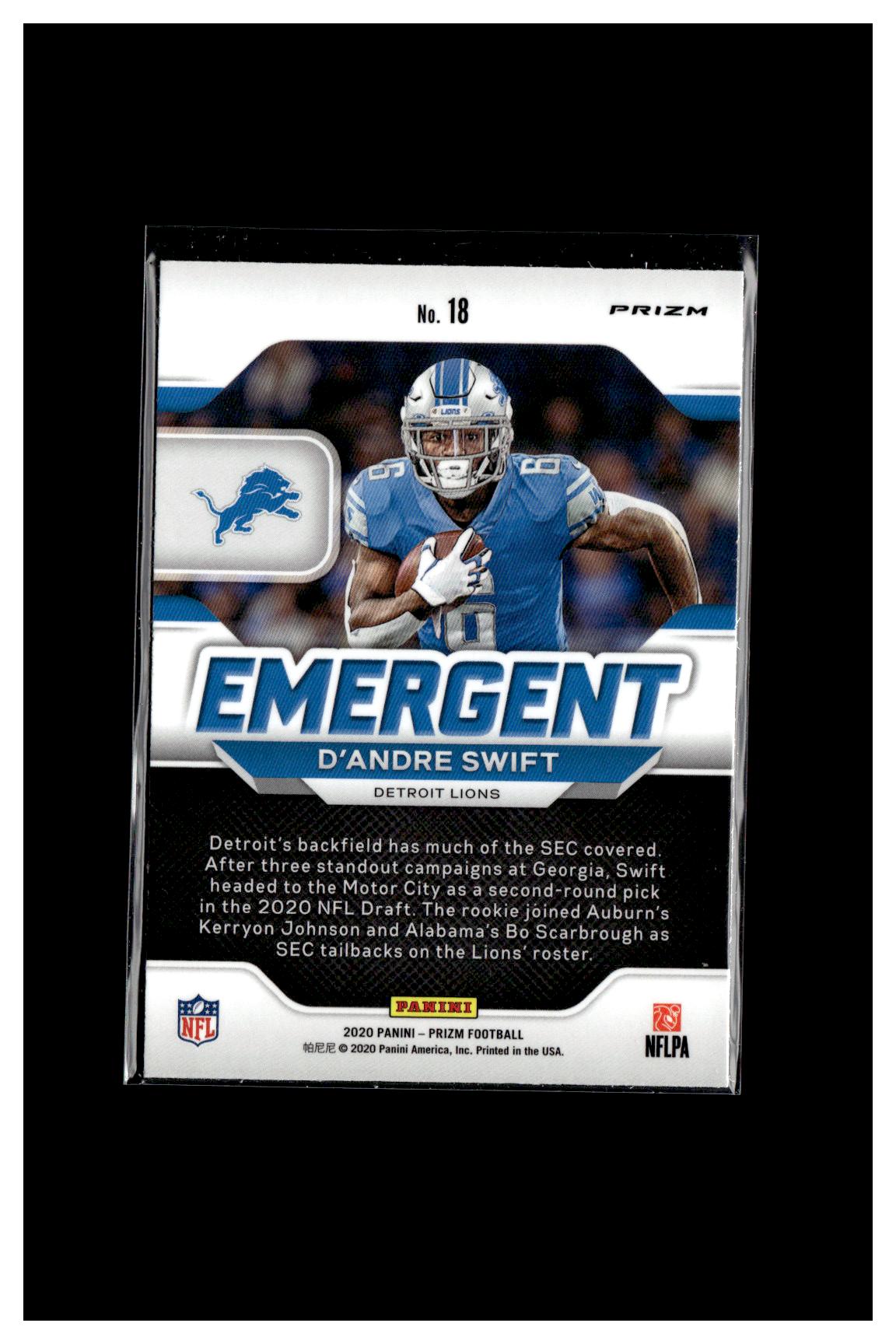 2020 Panini Prizm #18 D'Andre Swift Emergent Prizms No Huddle