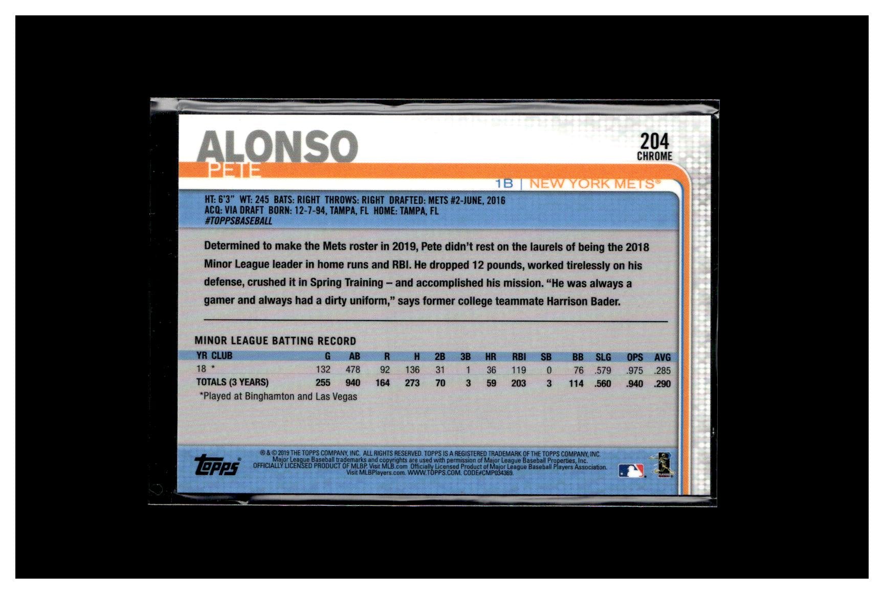 2019 Topps Chrome #204 Pete Alonso