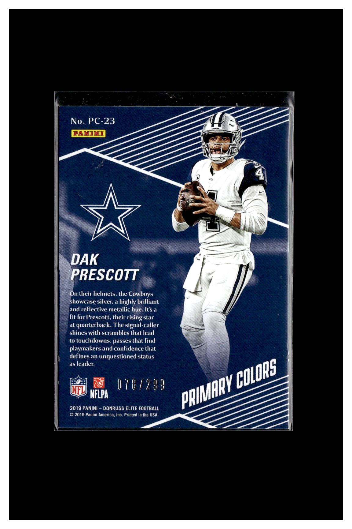 2019 Donruss Elite #PC-23 Dak Prescott Primary Colors #/299