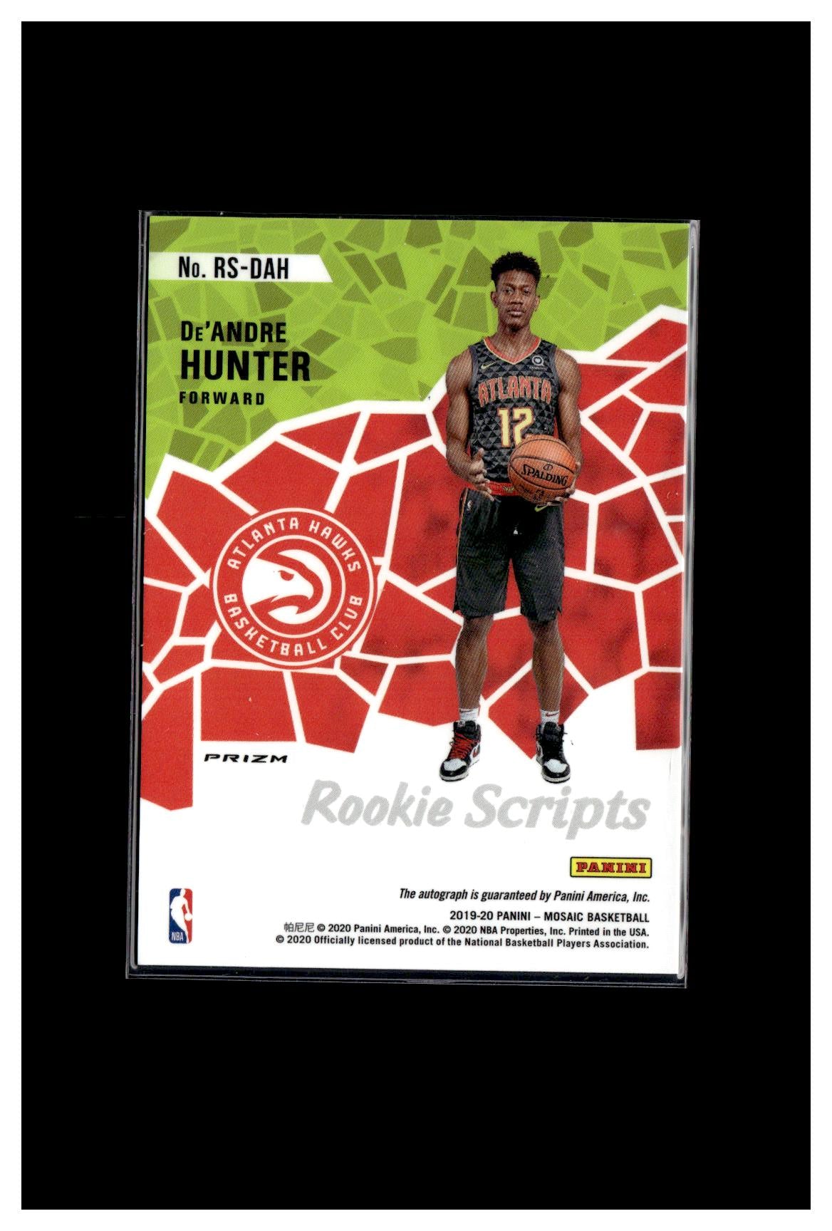 2019-20 Panini Mosaic #RS-DAH De'Andre Hunter Rookie Scripts Red Wave