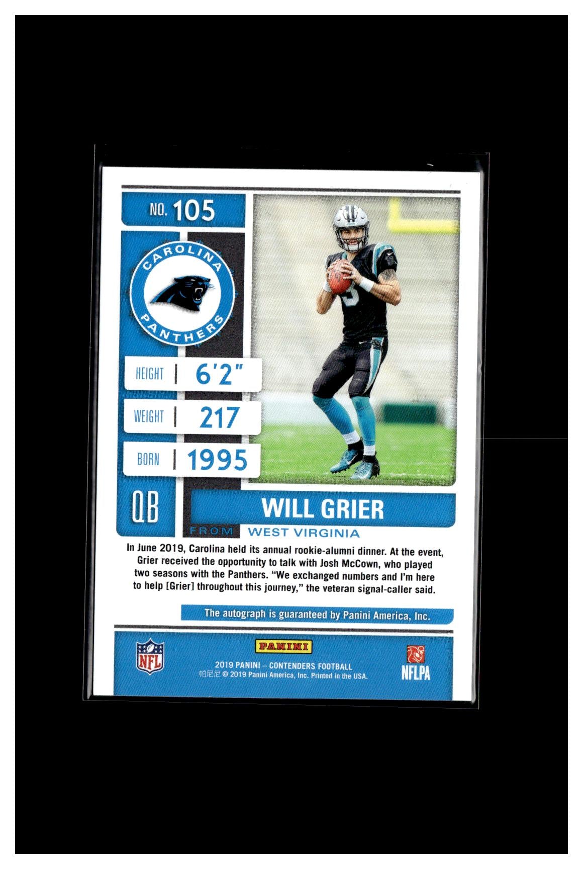 2019 Panini Contenders #105 Will Grier