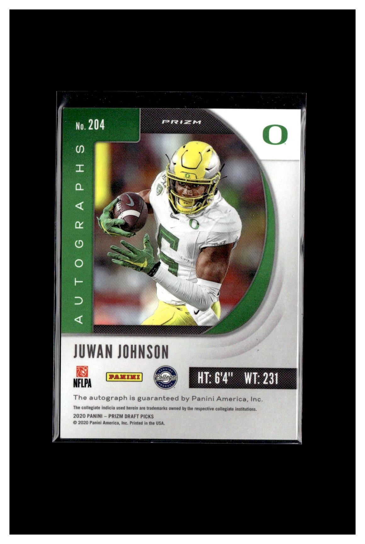 2020 Panini Prizm Draft Picks #204 Juwan Johnson Draft Picks Prizms Green Autographs