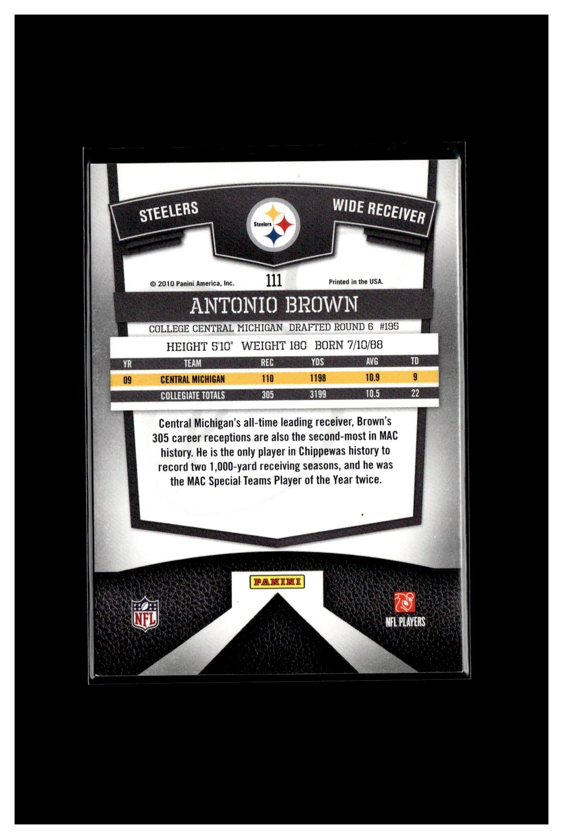 2010 Donruss Elite #111 Antonio Brown #/999