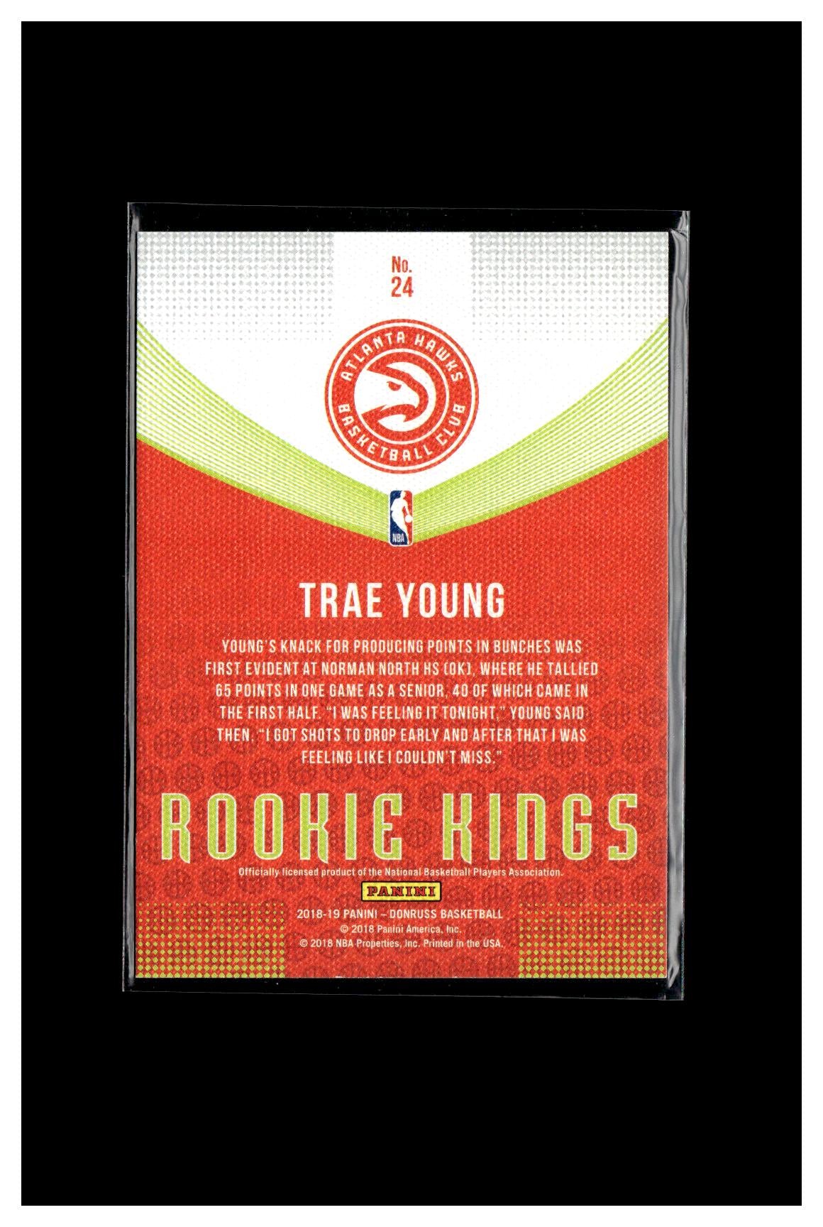 2018-19 Donruss #24 Trae Young Rookie Kings