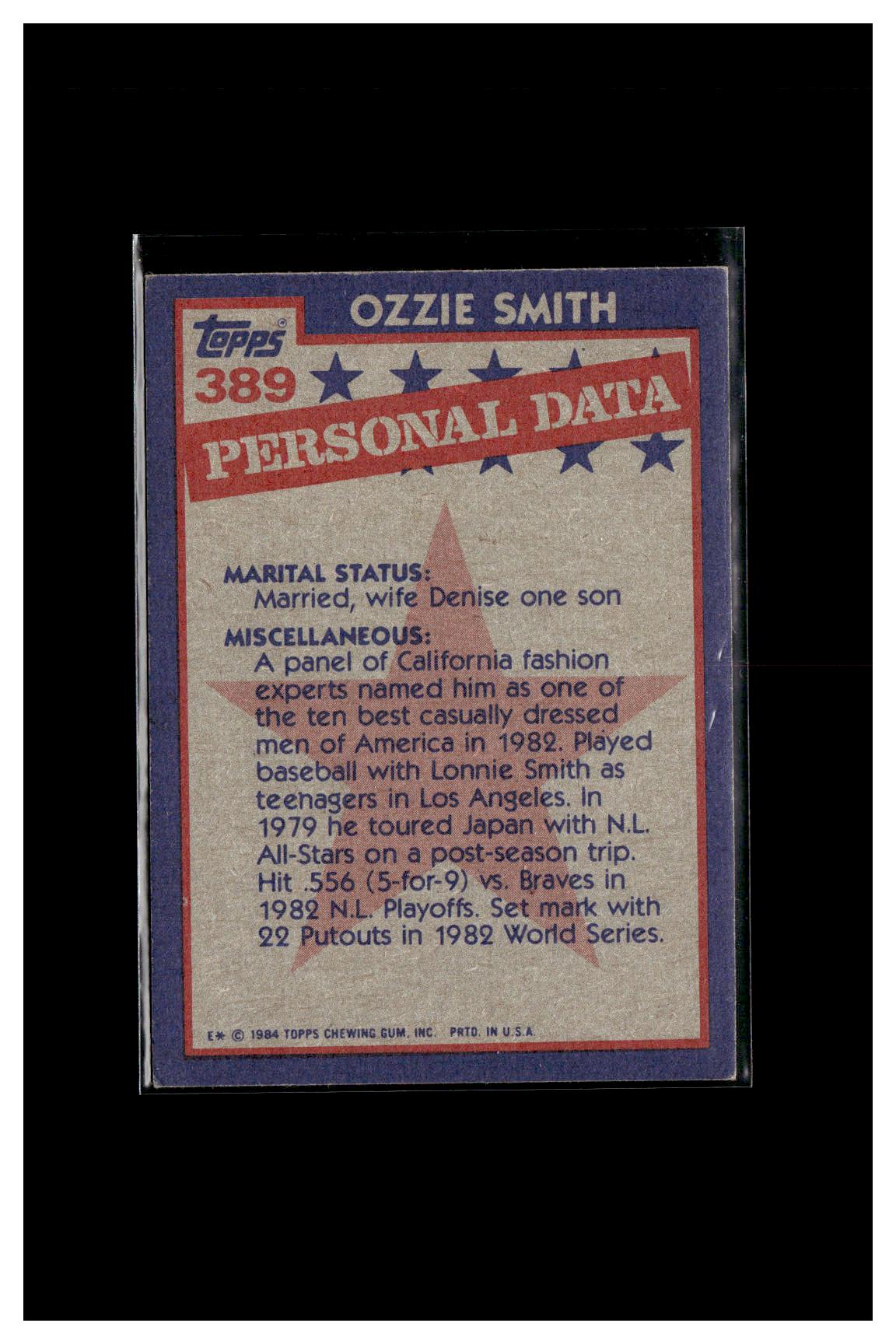 1984 Topps #389 Ozzie Smith