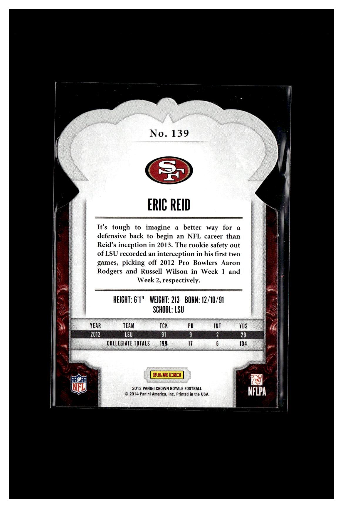 2013 Panini Crown Royale #139 Eric Reid Red (Die Cut Crown) #/99