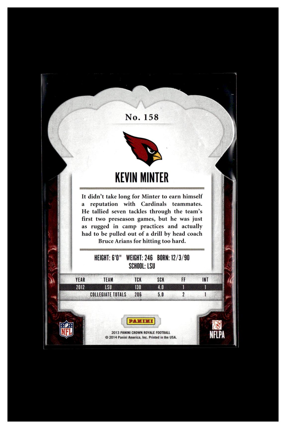 2013 Panini Crown Royale #158 Kevin Minter Bronze (Die Cut Crown)