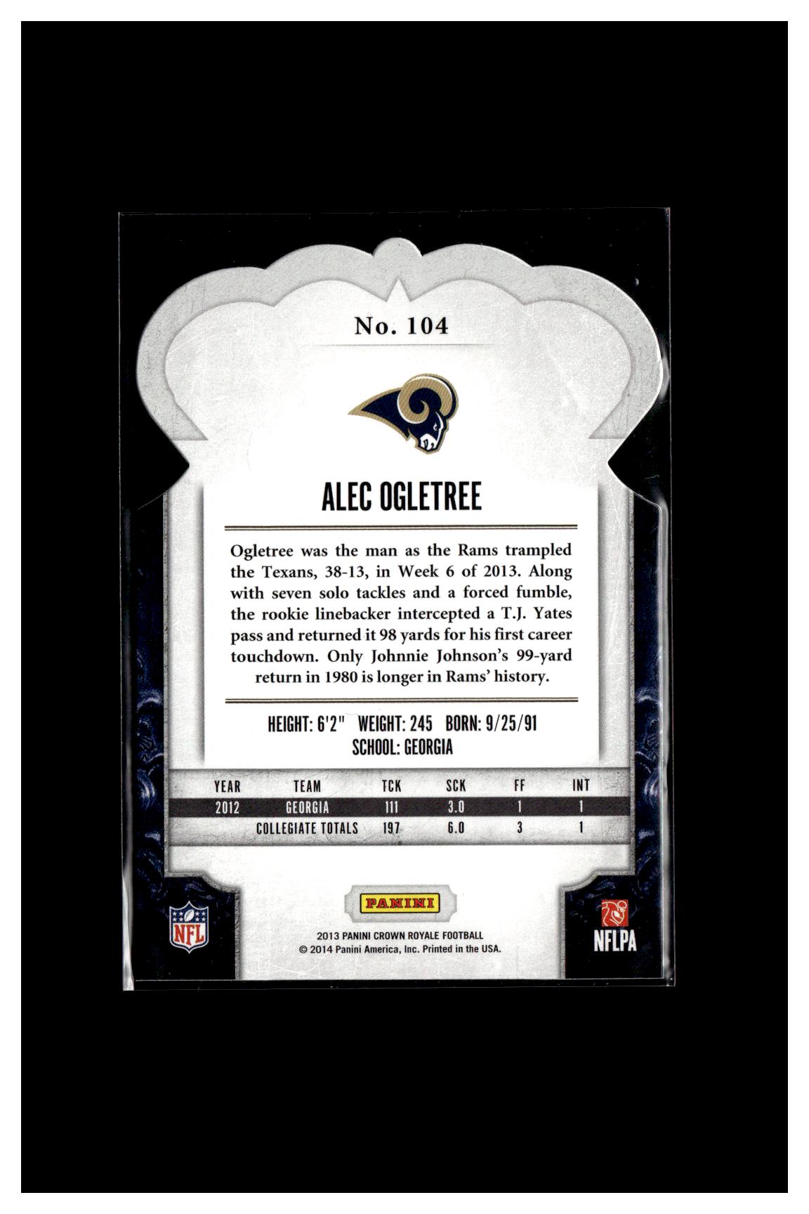 2013 Panini Crown Royale #104 Alec Ogletree