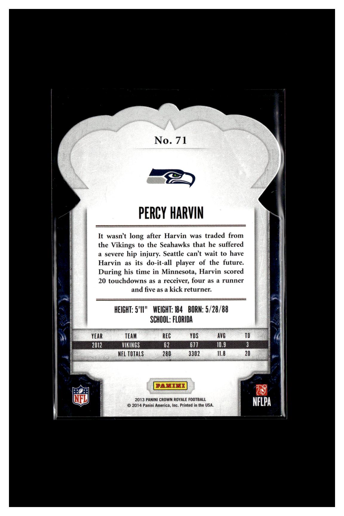 2013 Panini Crown Royale #71 Percy Harvin Bronze Holo (Die Cut Crown) #/299