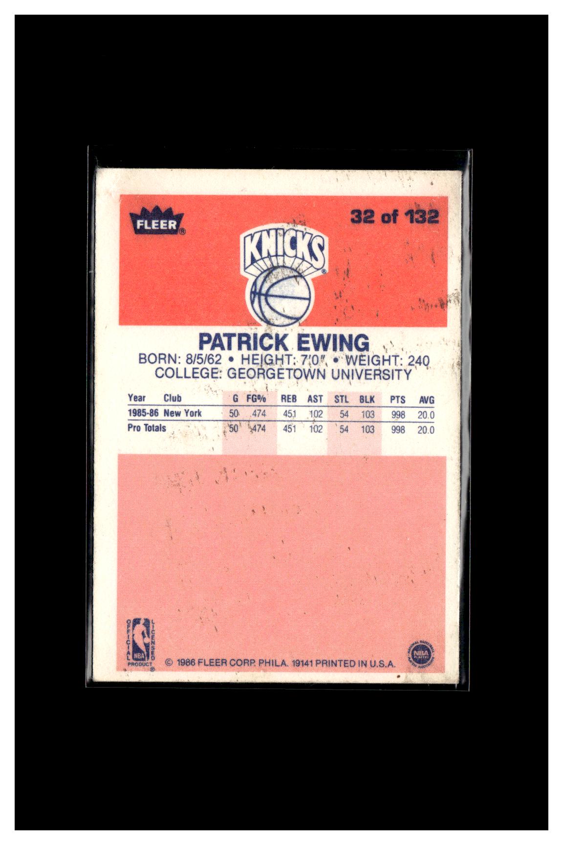 1986-87 Fleer #32 Patrick Ewing